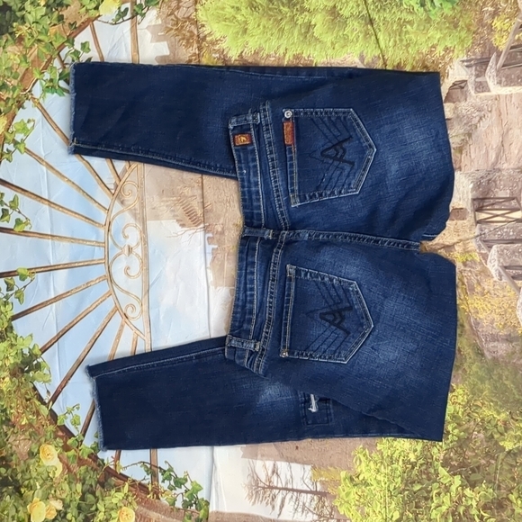 7 for All mankind Josefina skinny boyfriend distressed fringe jeans size 14 - Picture 3 of 4